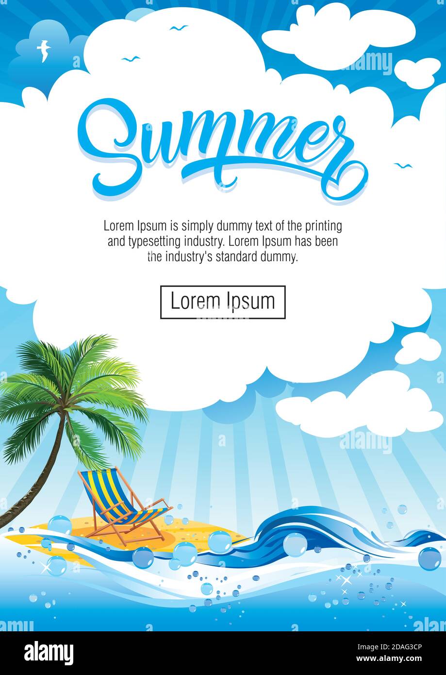 Summer vacation on the sea coast background Stock Vector Image & Art ...