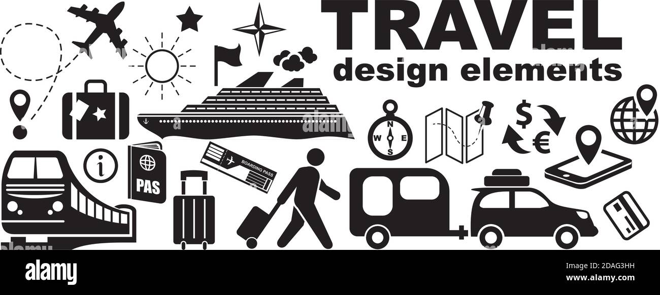 Travel icons - set of  vector design elements Stock Vector