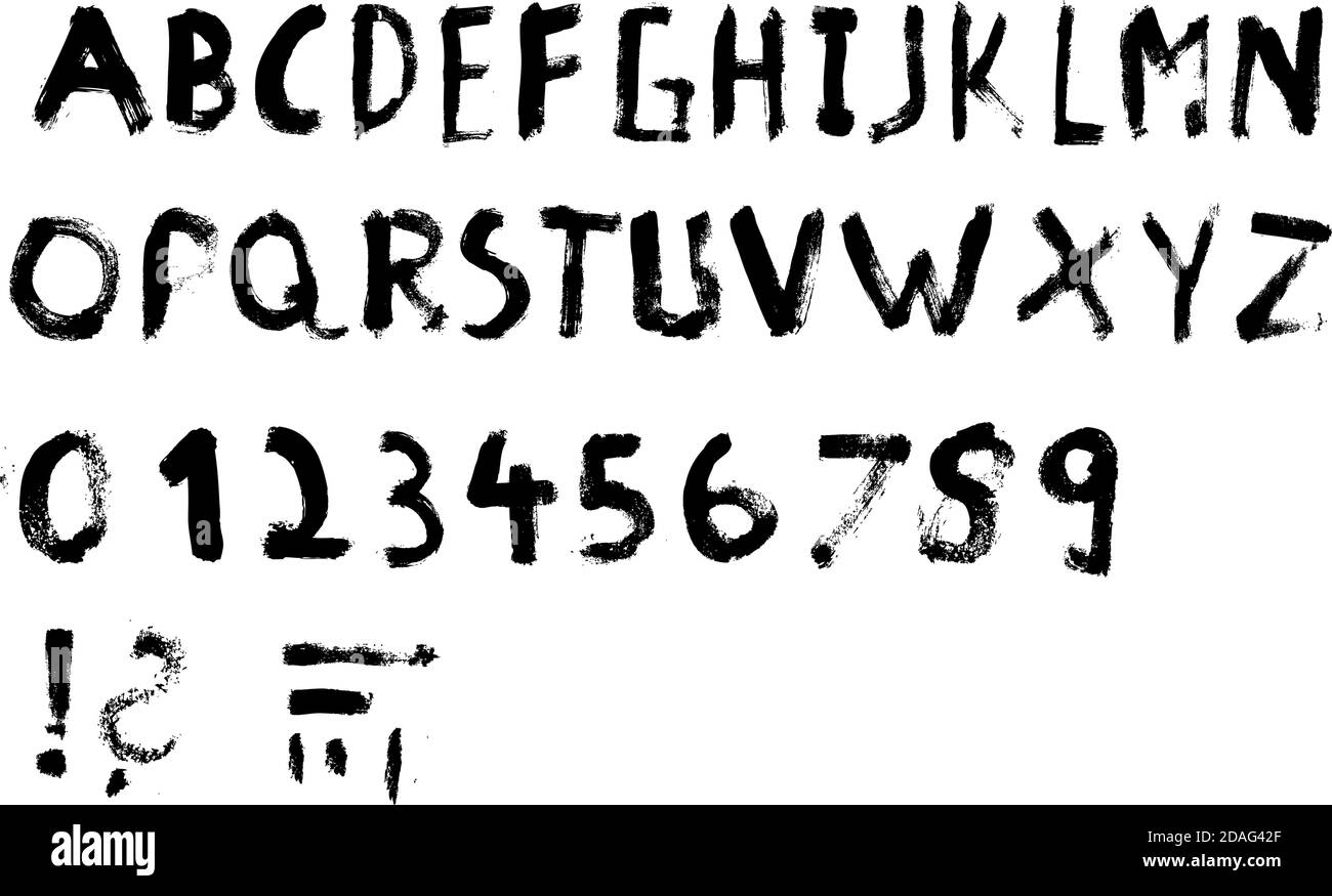 Paintbrush grunge style handmade font, headline font, vector art