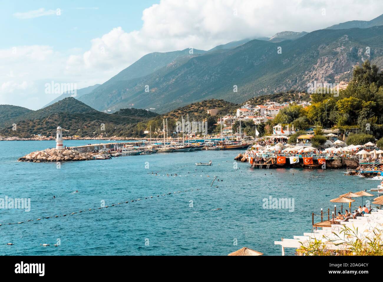 Turkish city of Kas. Turkish tourist resort town near the Mediterranean Sea. Resting place for Turks and foreign tourists Stock Photo