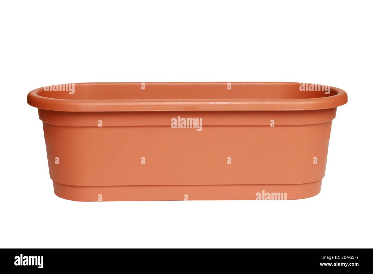 Long plastic flower pot isolated on a white background Stock Photo