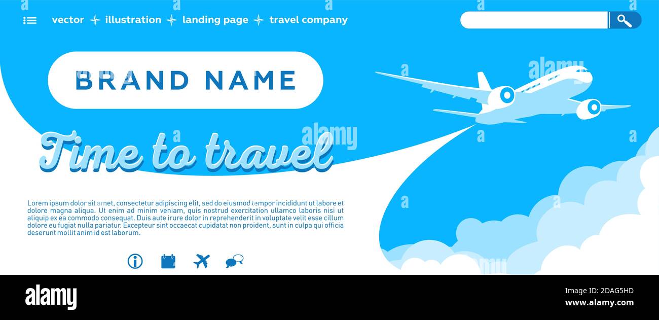 Air ticket sale Landing page template. Sky scenery background dark