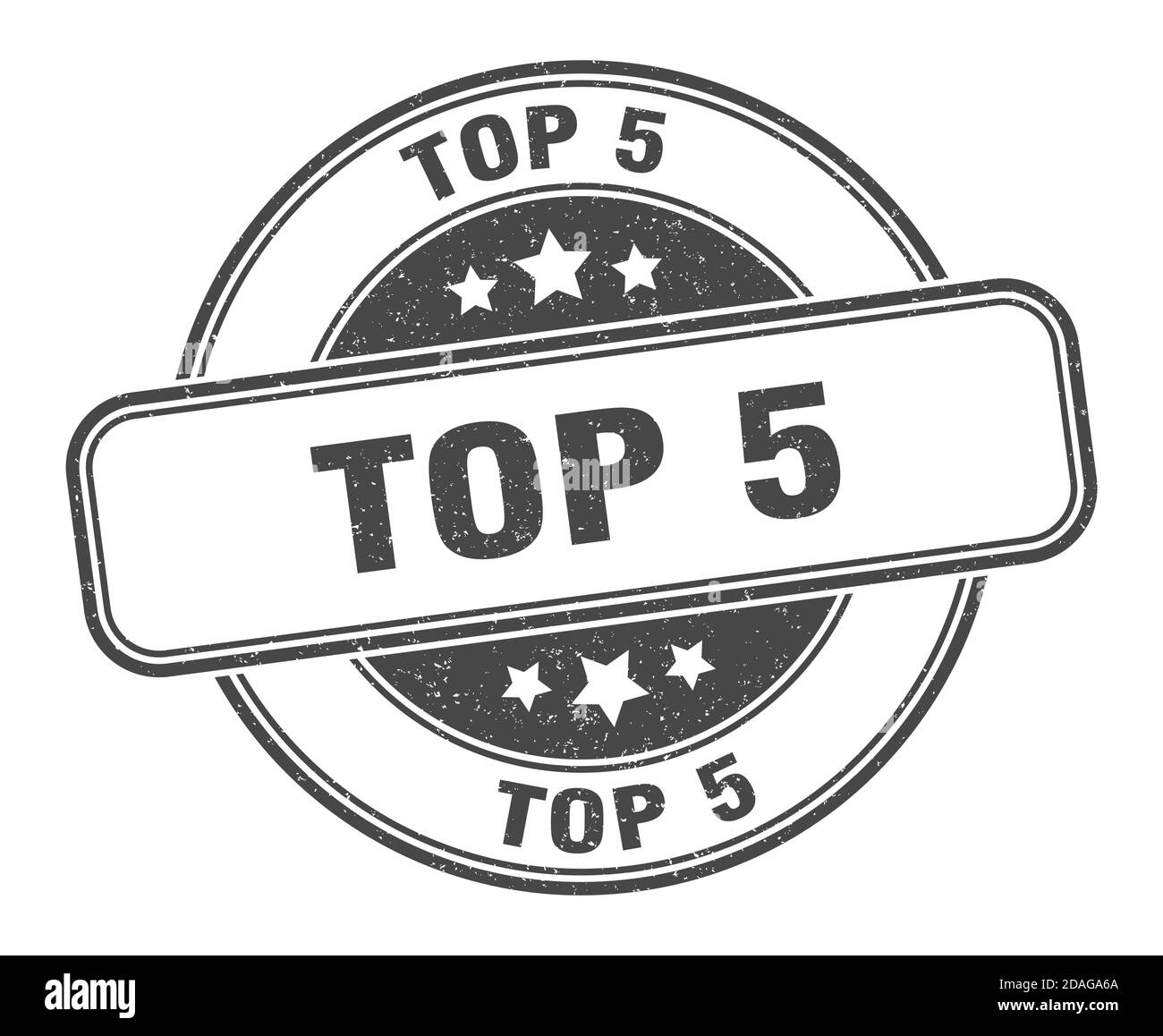 top 5 stamp. top 5 sign. round grunge label Stock Vector