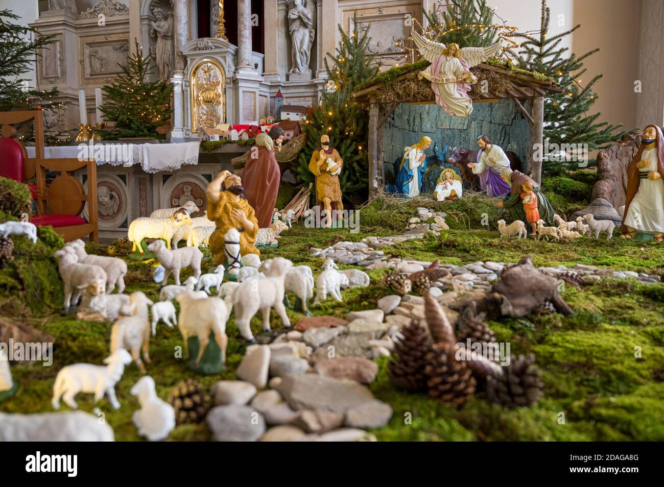 Christmas Nativity scene in local church made with great care and ...
