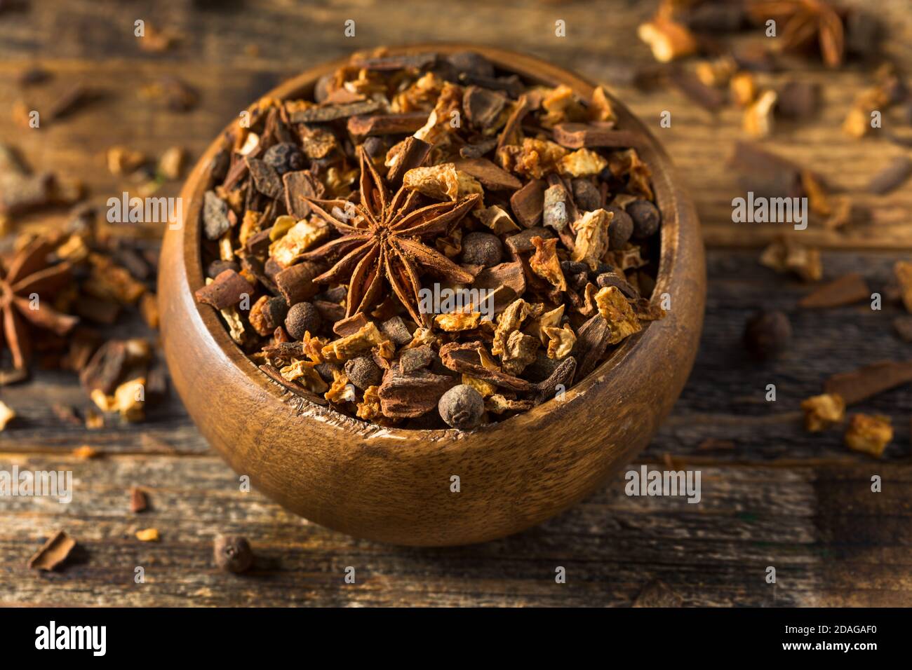Dry Organic Mulling Spices in a Bowl for Mulled Wine Stock Photo