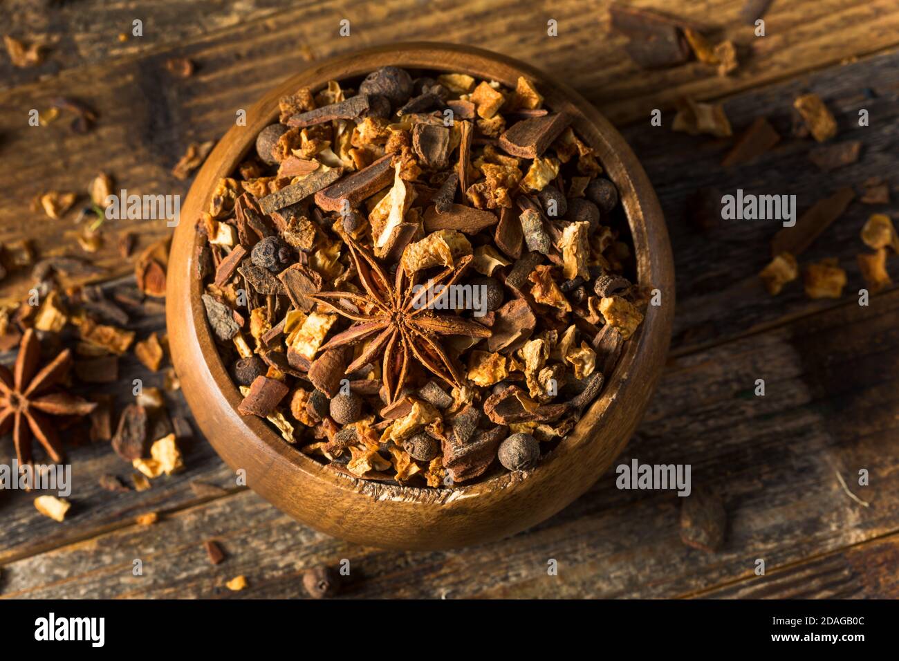Dry Organic Mulling Spices in a Bowl for Mulled Wine Stock Photo