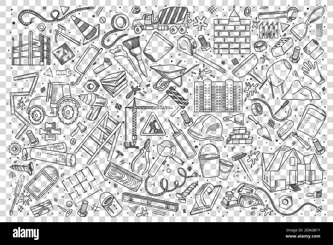 Buliding doodle set Stock Vector