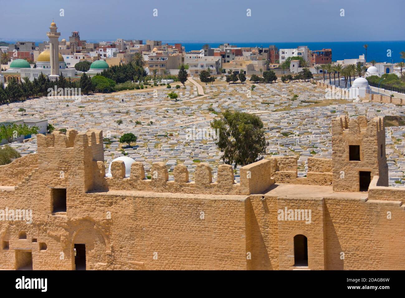 Houses and ancient city wall in Monastir, Tunisia Stock Photo Alamy