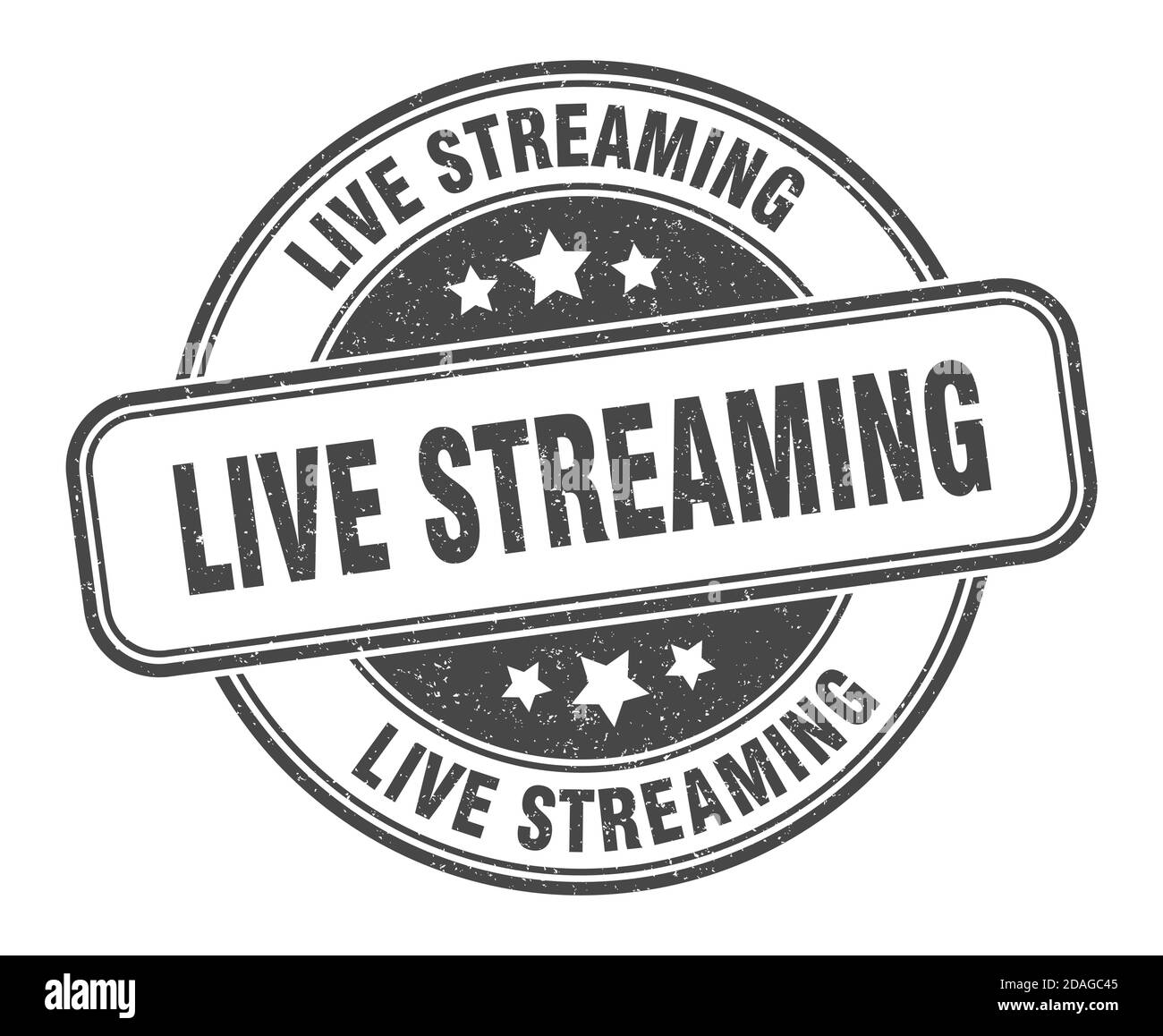 live streaming stamp. live streaming sign. round grunge label Stock