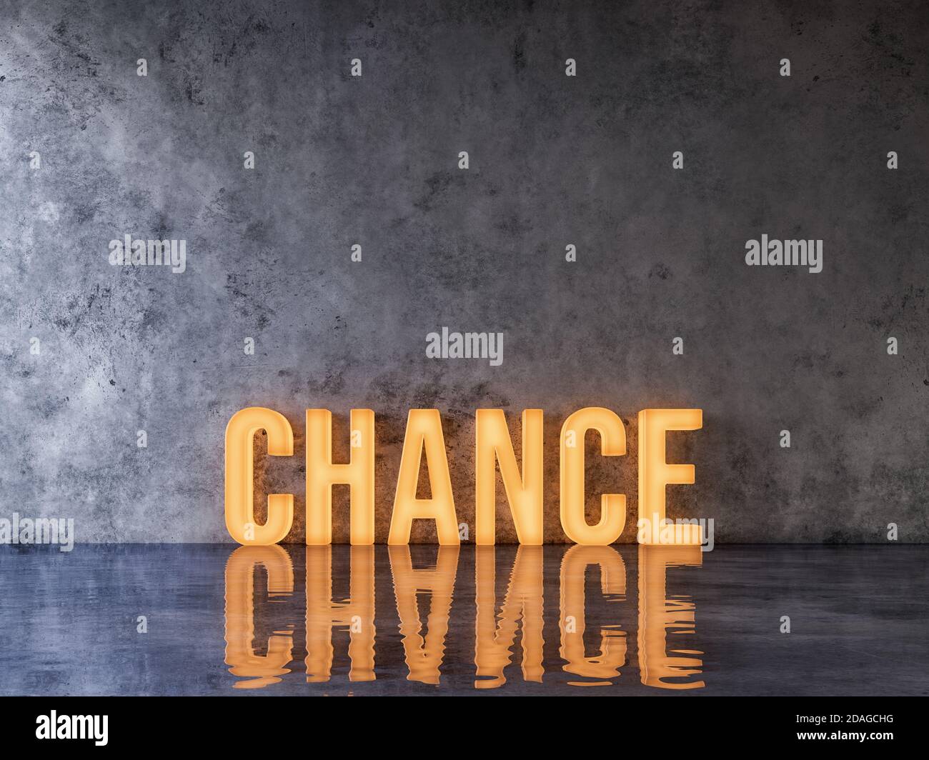 Chance word on concrete background 3d render 3d illustration Stock