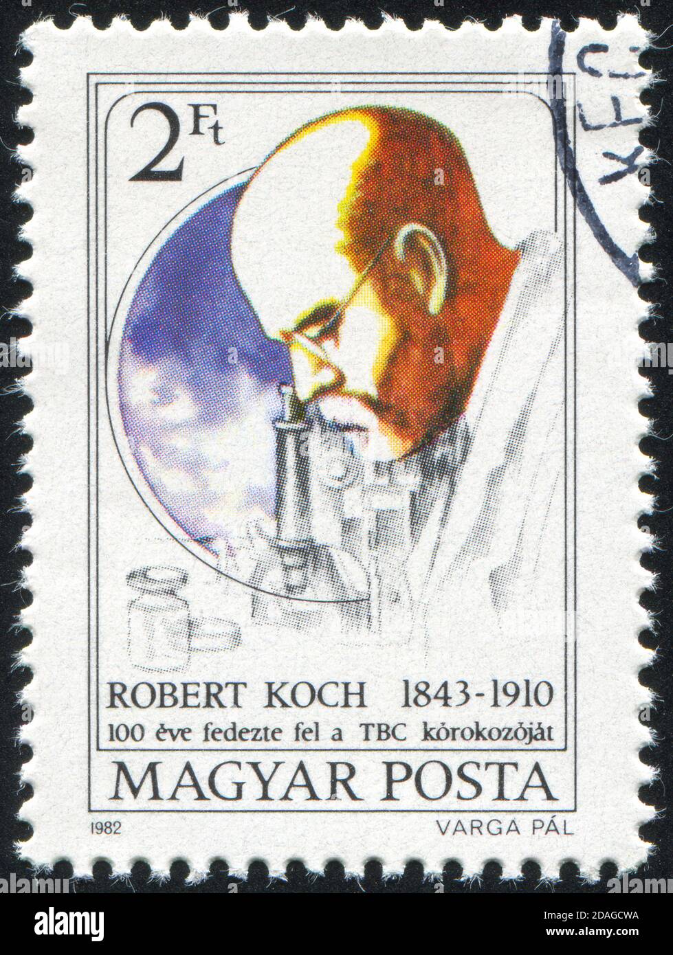 HUNGARY – CIRCA 1982: stamp printed by Hungary, shows Robert Koch, circa 1982 Stock Photo