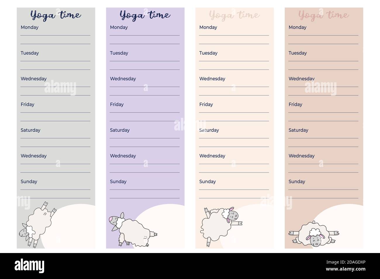 Cute Weekly Planner Templates Design With Weekly Sports Schedule With Cute Funny Sheep Doing Yoga Asanas And Meditating Yoga Time Planner Organiz Stock Vector Image Art Alamy