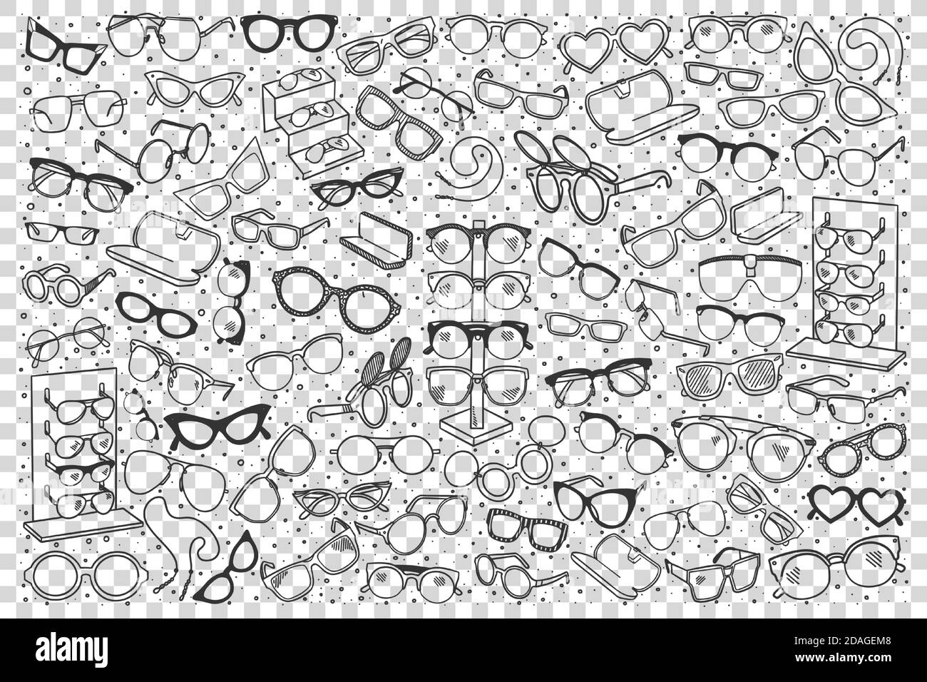 Spectacles doodle set Stock Vector