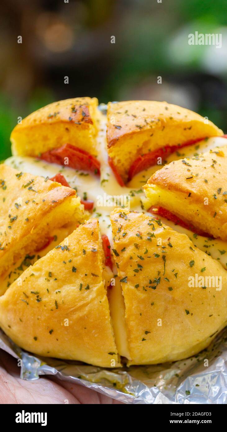 Korean Garlic Cream CHeese Bread Stock Photo Alamy