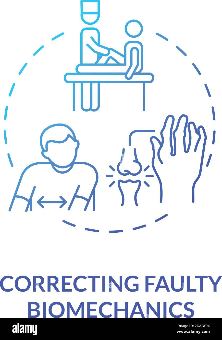 Correcting faulty biomechanics blue gradient concept icon Stock Vector