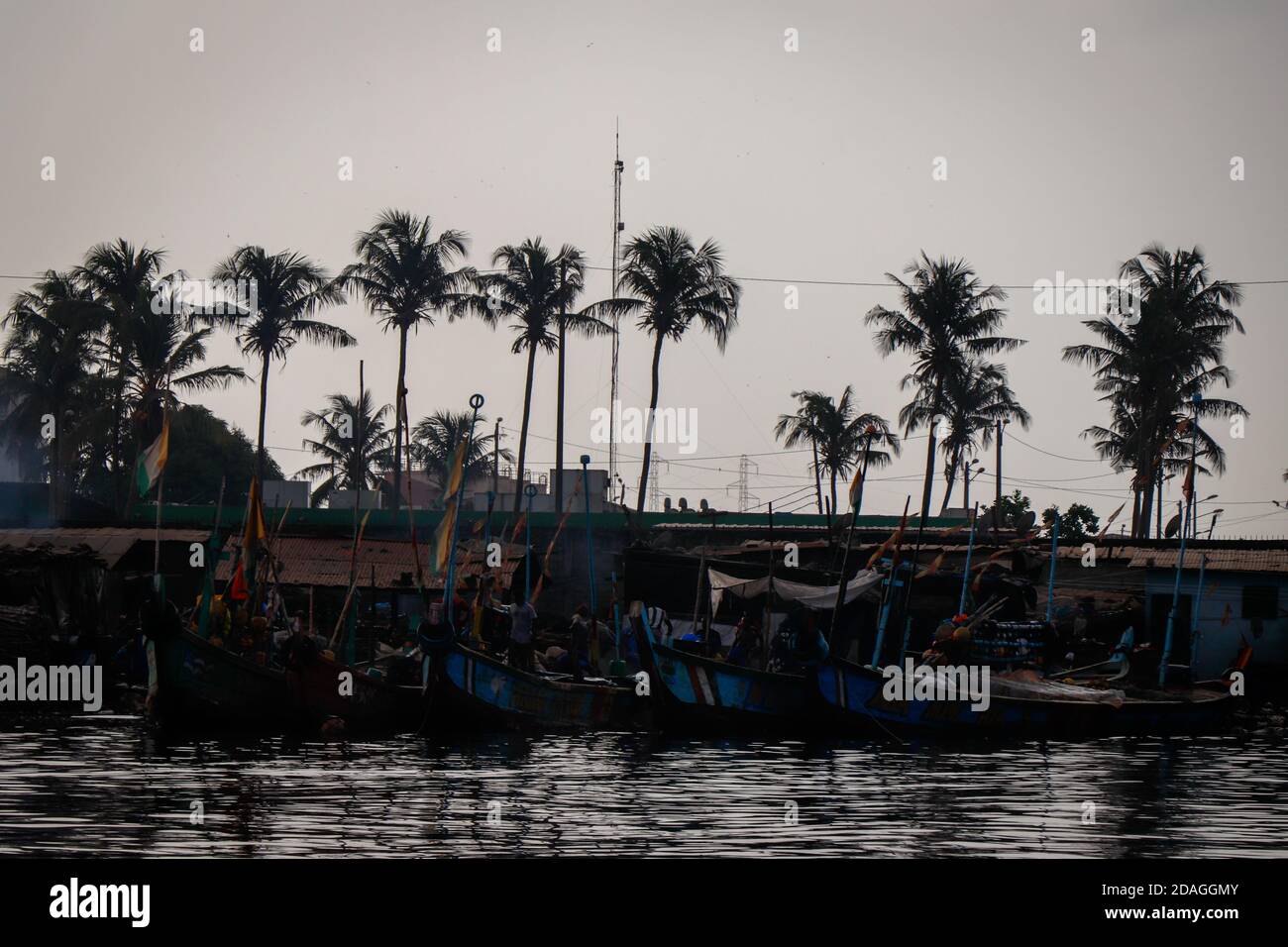 Boat trip across the lagoon, Abidjan, Ivory Coast Stock Photo