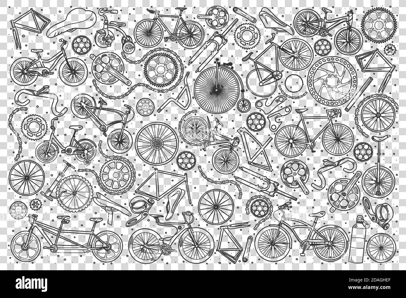 Bicycles shop doodle set Stock Vector Image & Art - Alamy
