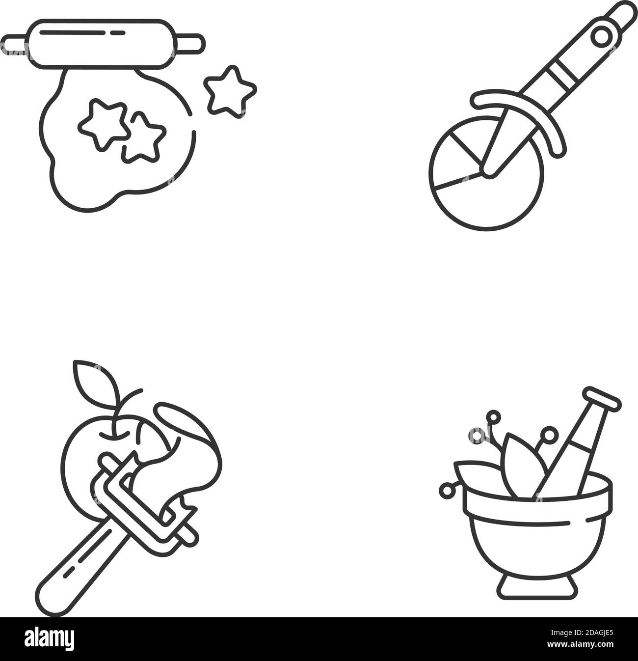 Kitchen utensils linear icons set Stock Vector Image & Art - Alamy