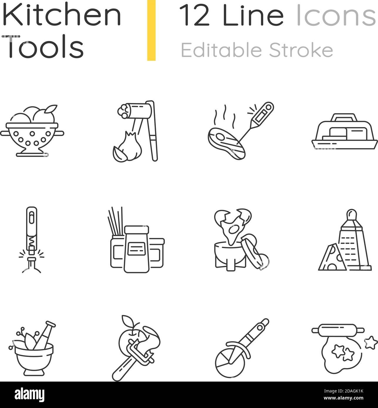 Kitchen tools linear icons set Stock Vector Image & Art - Alamy