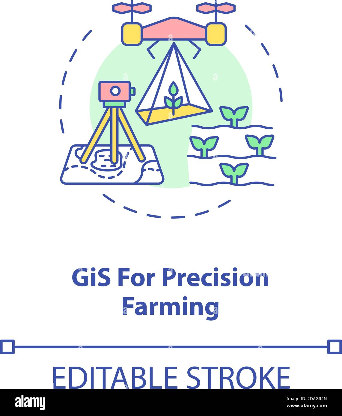 GiS for precision farming concept icon Stock Vector