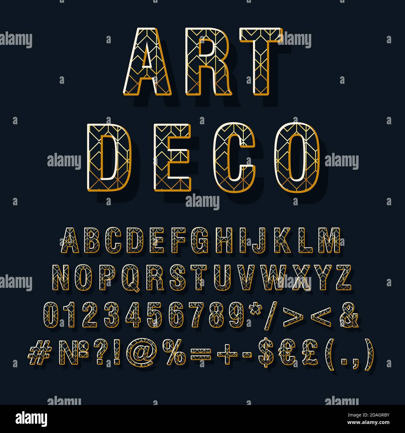 Art deco vintage 3d vector alphabet set Stock Vector Image & Art Alamy