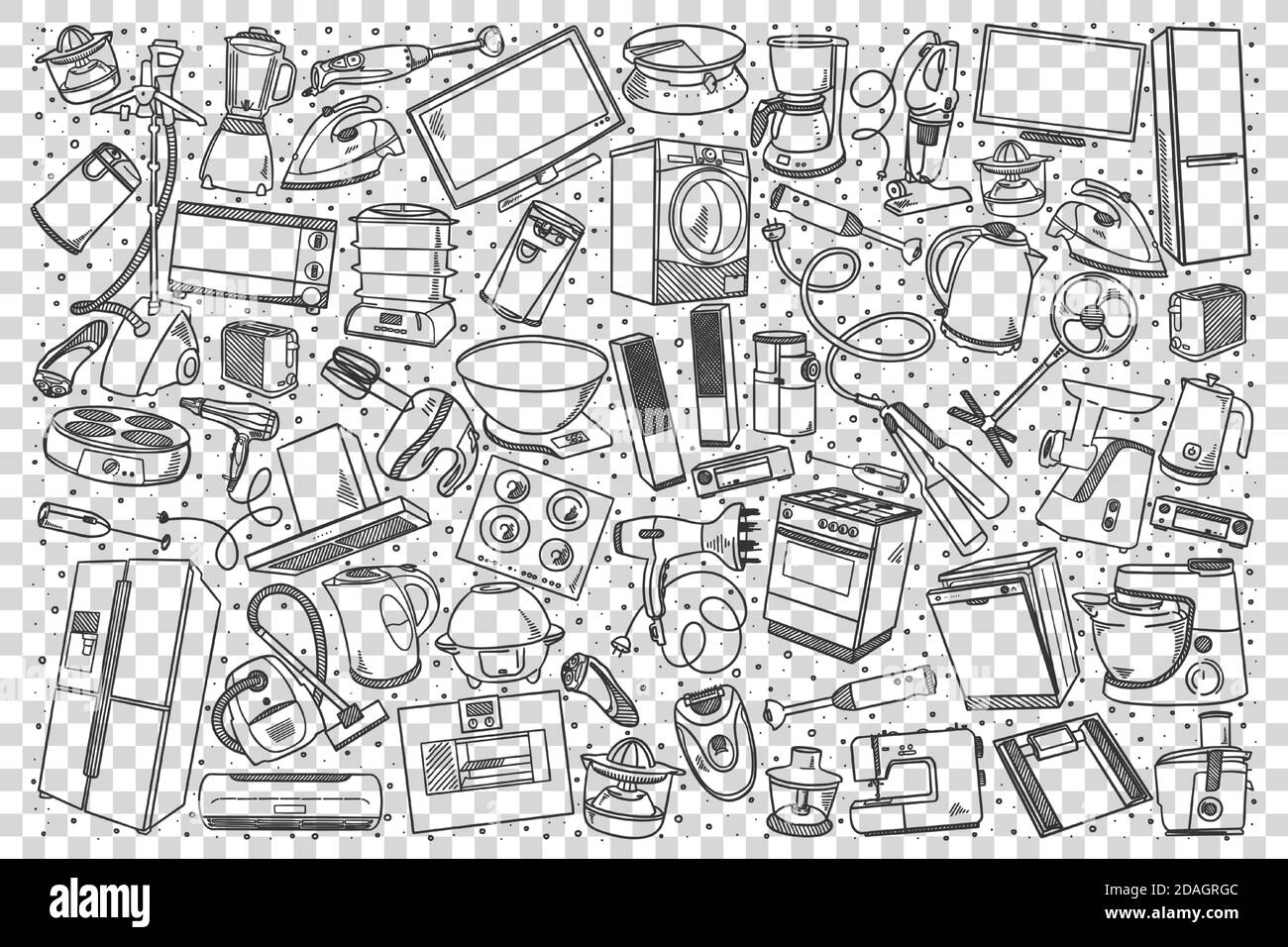 Household items doodle design elements vector illustration Stock Vector  Image & Art - Alamy