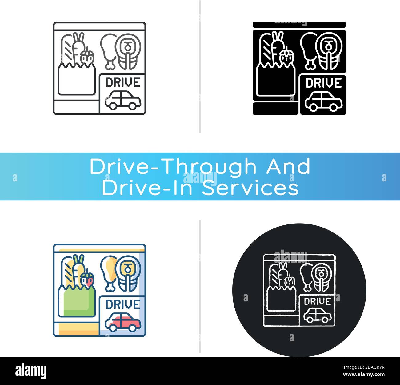 Drive through grocery shopping icon Stock Vector
