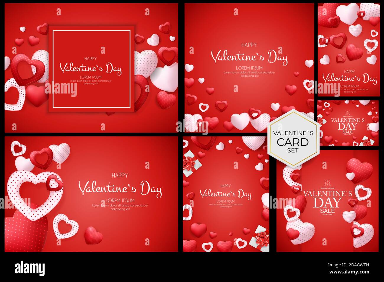 Valentines Day Poster Sale Discont Card Collection Set Vector Valentines Day Poster Sale Discont Card Collection Set Vector