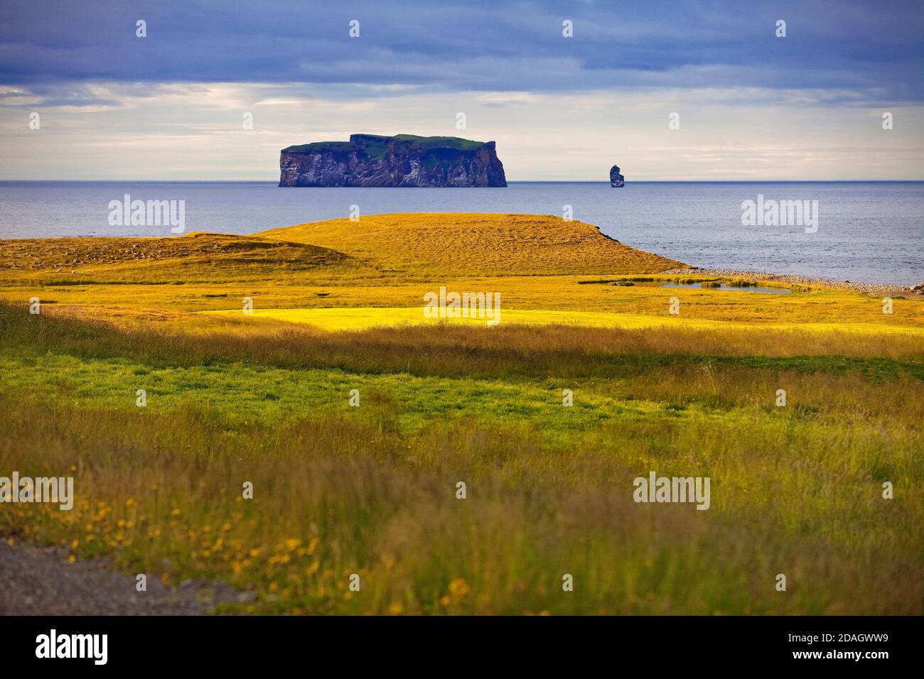 island Drangey at the Skagafjoerdur, Iceland, Drangey Stock Photo
