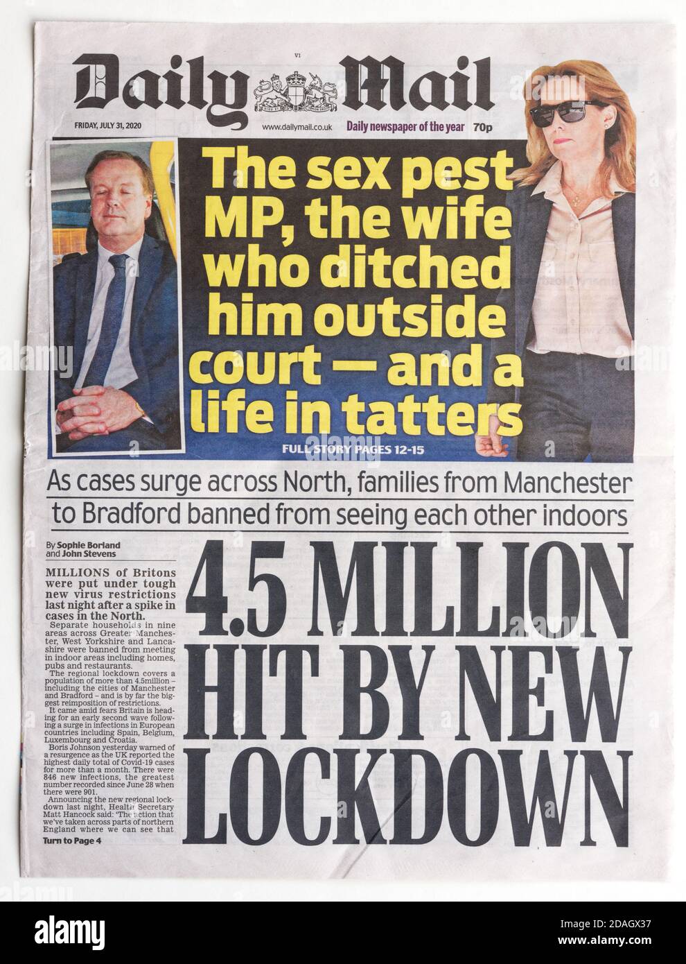 The front page of the Daily Mail with the headline that 4.5 million