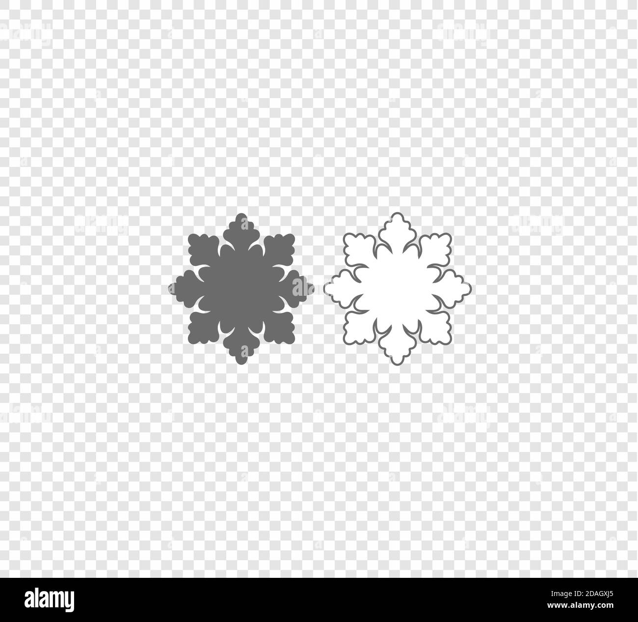 Snowflake Vector. Gray flat vector snowflakes icon on transparent background Stock Vector