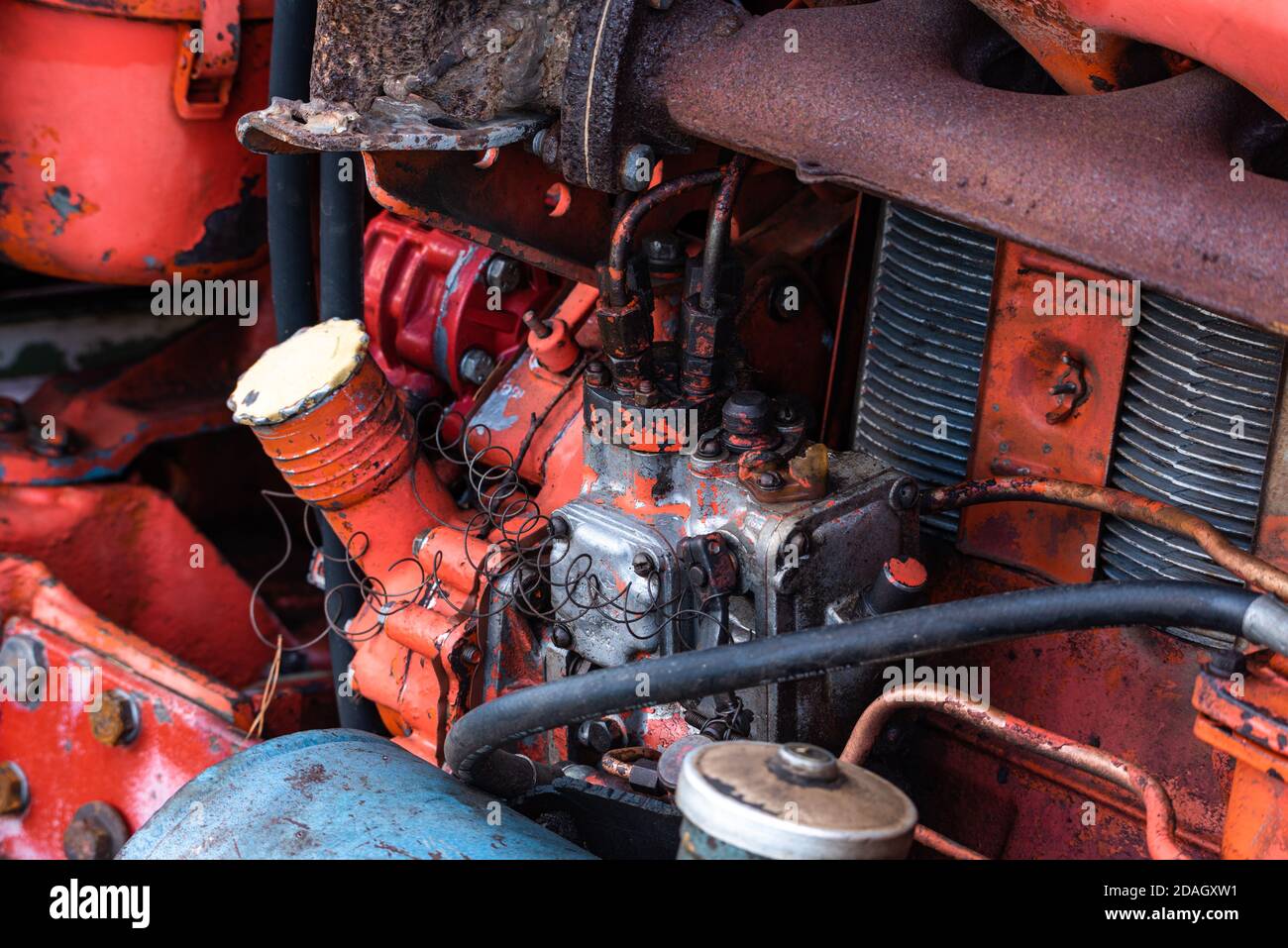 Vintage engine tractor system part old diesel engine heavy machine