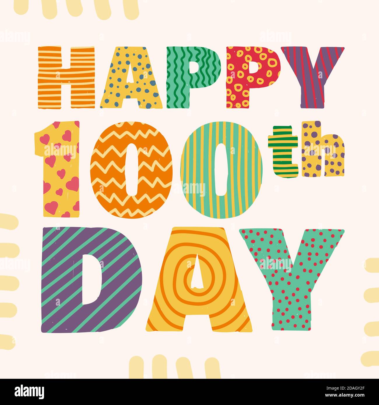 Happy 100th day. Congratulatory lettering for korean hundredth birthday celebration. Vector