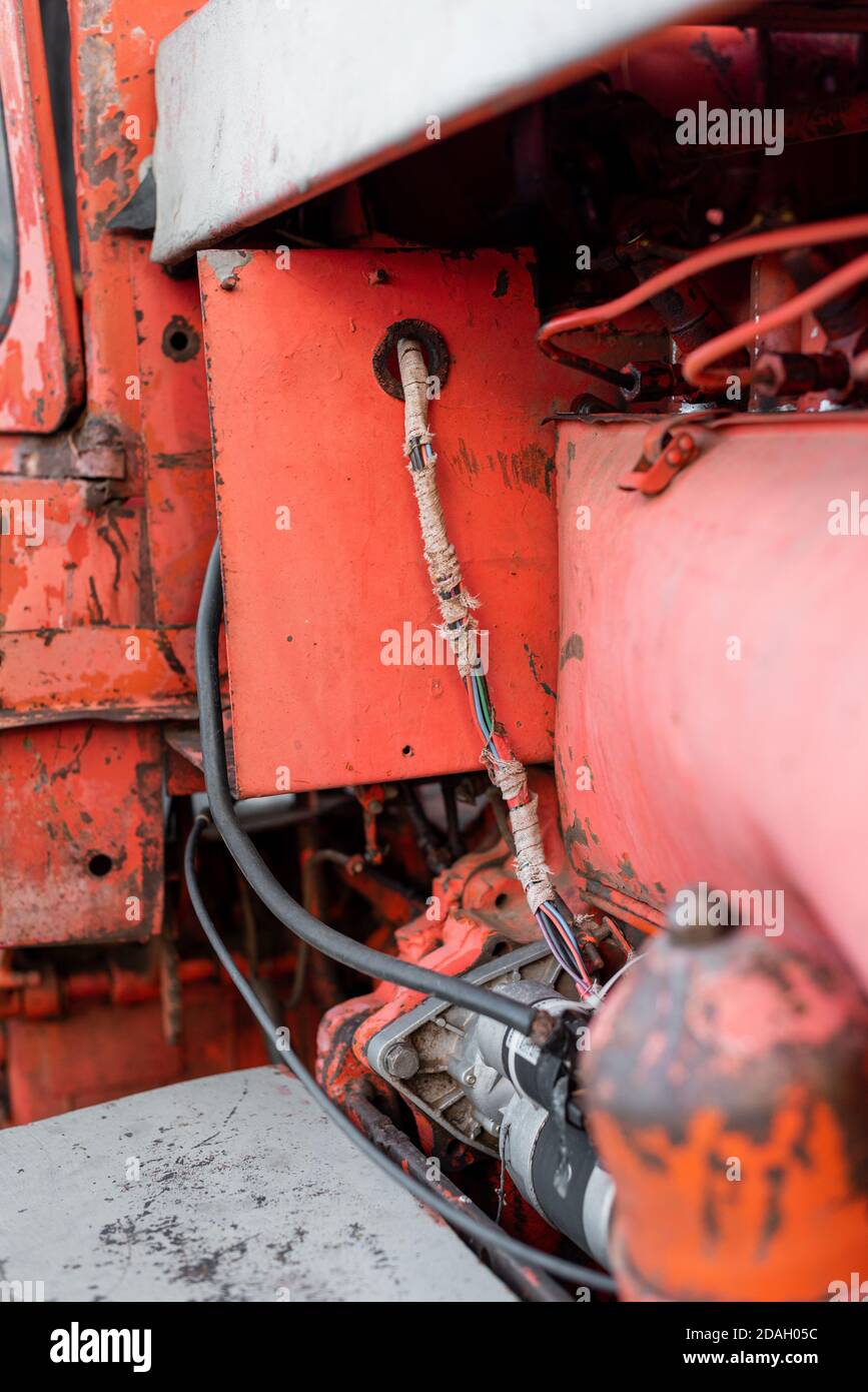 Vintage engine tractor system part old diesel engine heavy machine