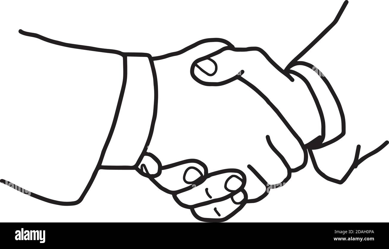 illustration vector doodle hand drawn of handshake, partnership concept
