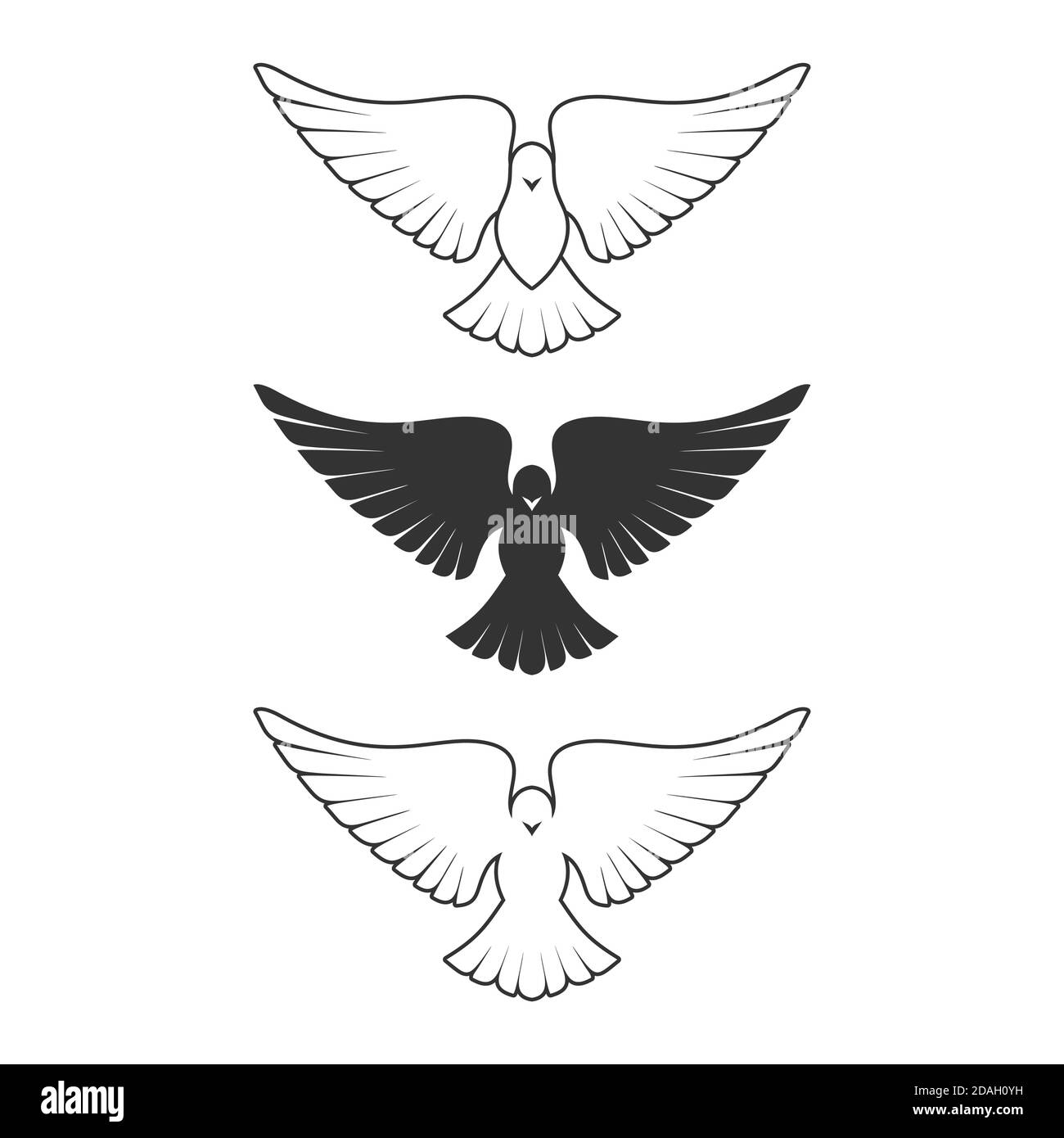 Dove, a symbol of peace and purity. The biblical symbol of the Holy Spirit. Stock Vector