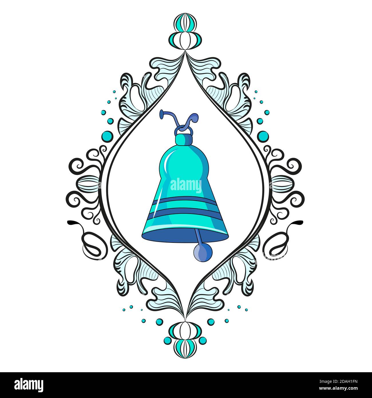 Ship bell. Vector illustration. Beautiful frame in vintage style. Stock Vector