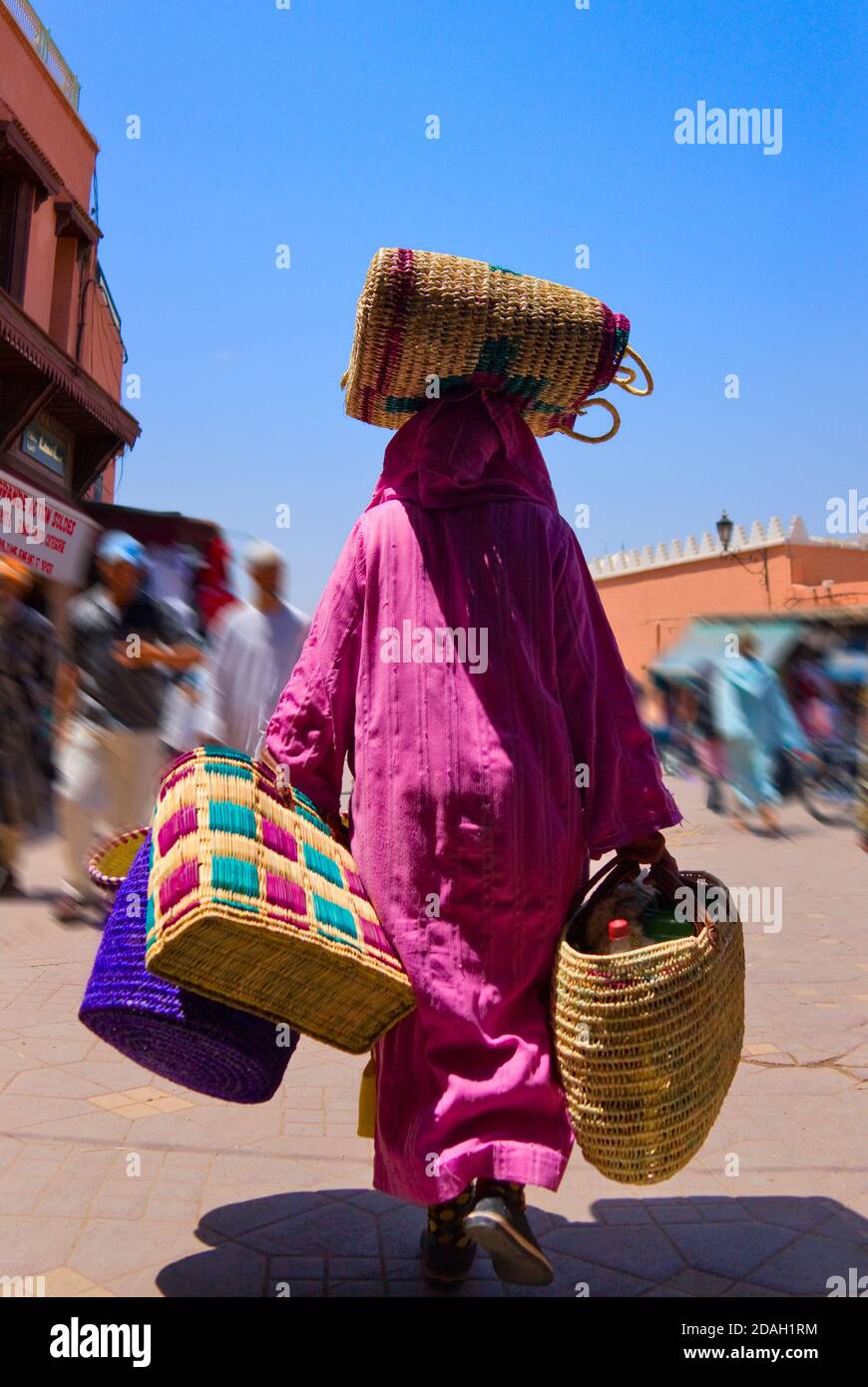 Woman in Jemaa el-Fnaa Square in Marrakesh, Morocco Stock Photo