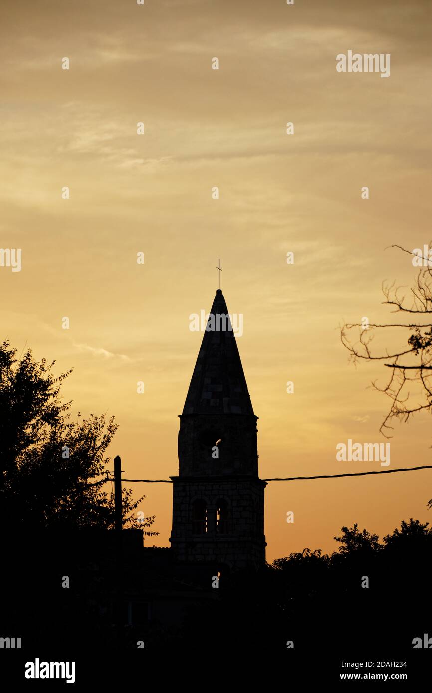 Church tower silhouette hi-res stock photography and images - Alamy
