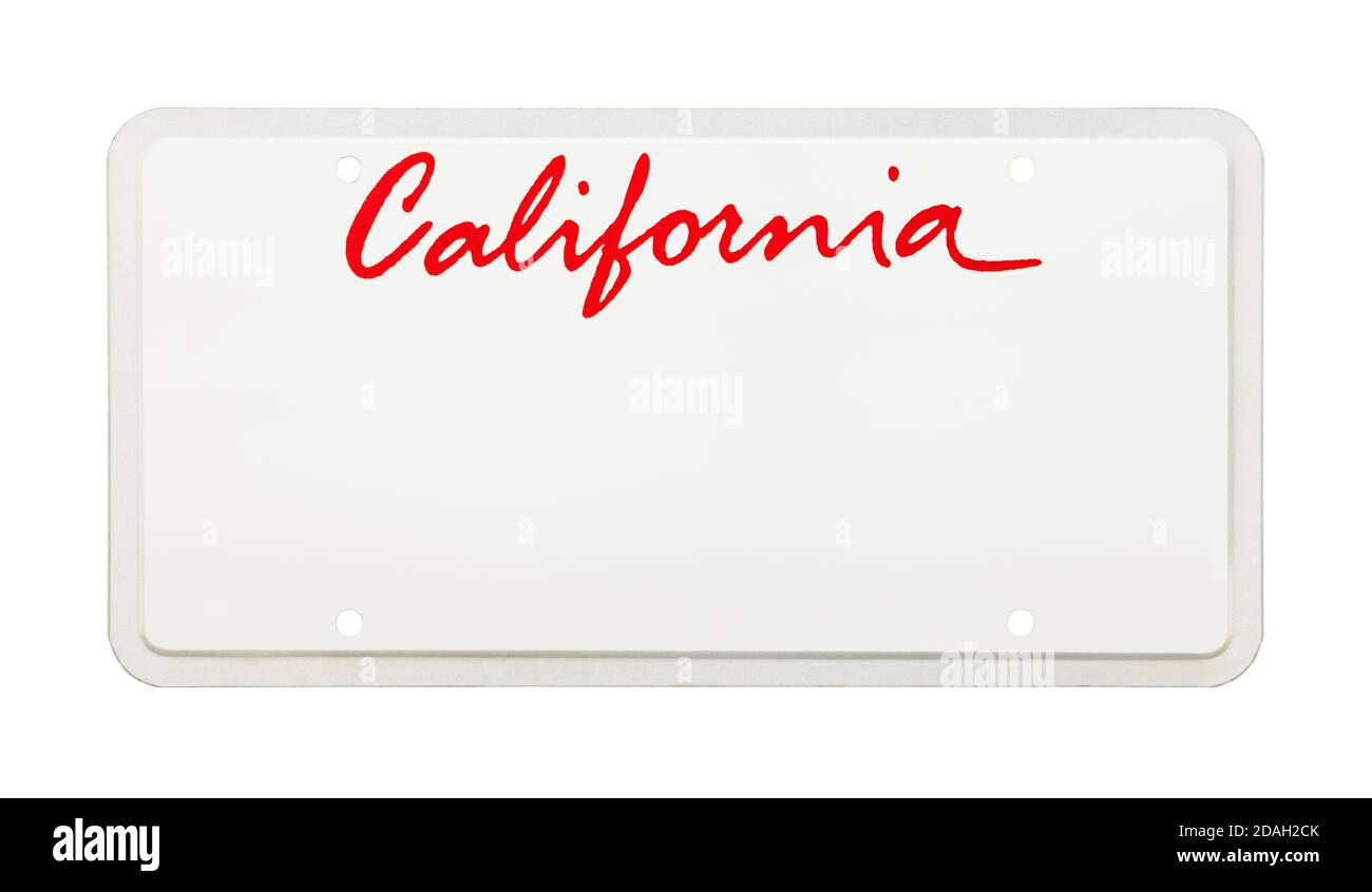 California License Plate with Copy Space Cut Out. Stock Photo