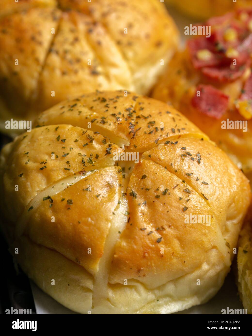 Korean Garlic Cream CHeese Bread Stock Photo Alamy