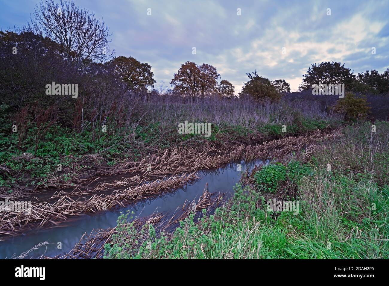 A view of the River Crouch between Castledon Road Bridge and the London Road Bridge at Wickford, Essex. UK Stock Photo