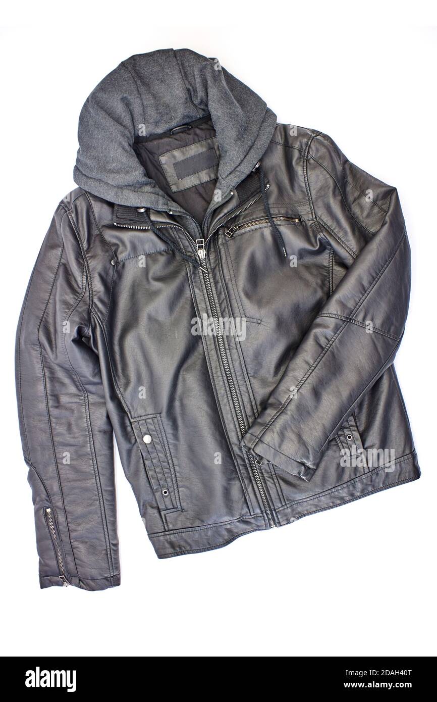 A studio photo of a leather jacket Stock Photo