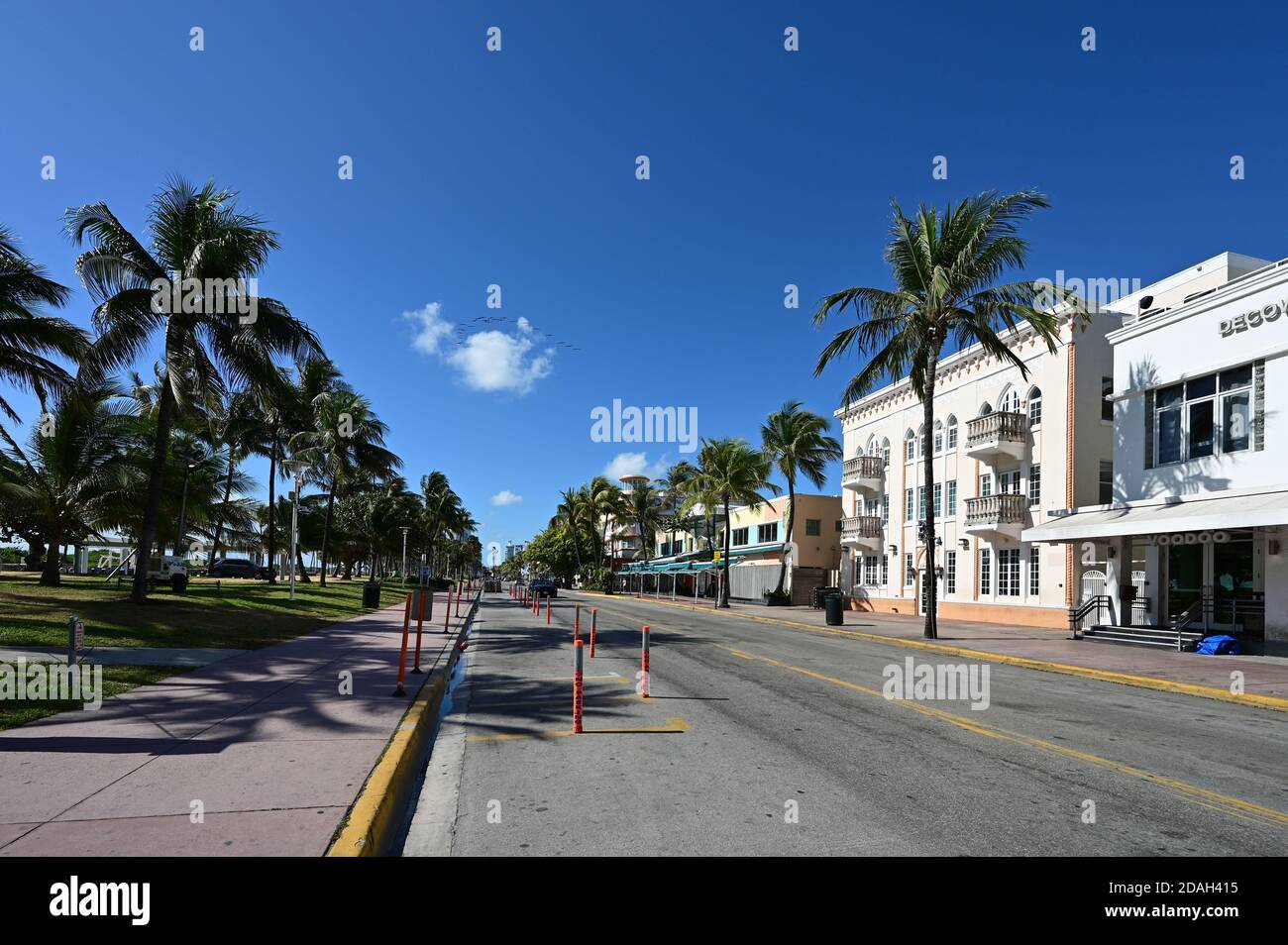 Miami Beach, Florida March 22, 2020 Ocean Drive appears empty as