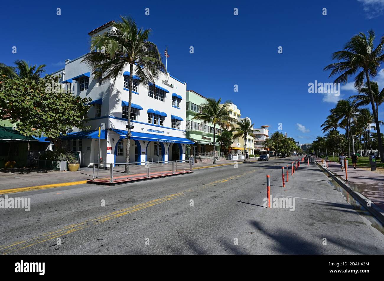 Miami Beach, Florida March 22, 2020 Ocean Drive appears empty as