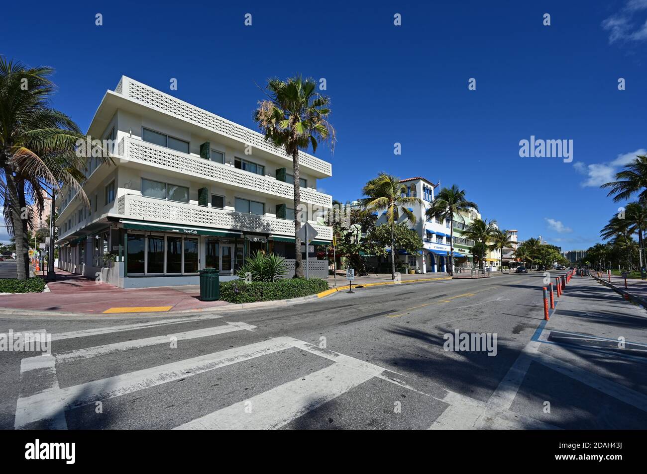 Miami Beach, Florida March 22, 2020 Ocean Drive appears empty as