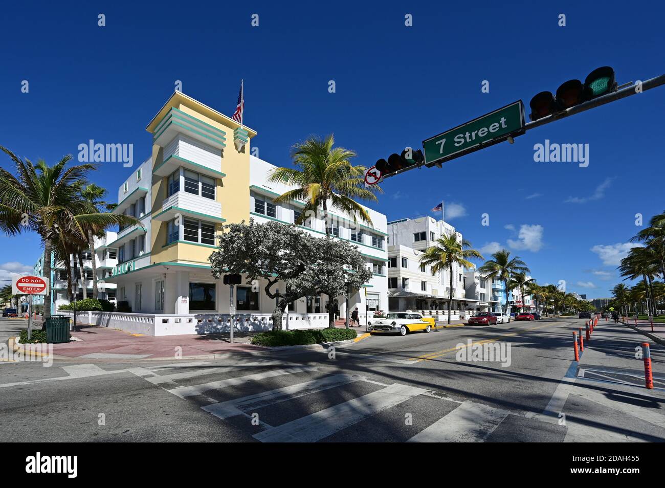 Miami Beach, Florida March 22, 2020 Ocean Drive appears empty as