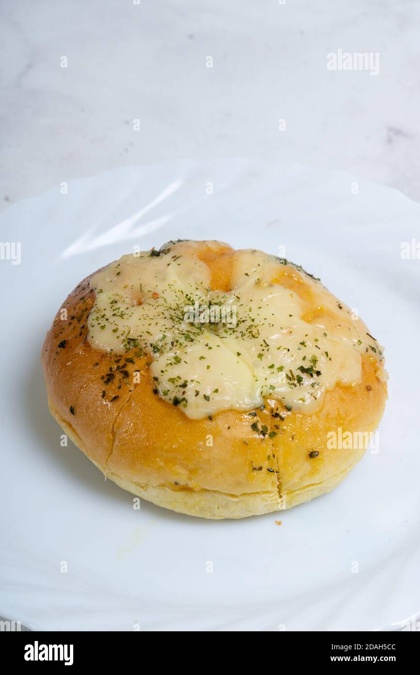 Korean Garlic Cream CHeese Bread Stock Photo Alamy