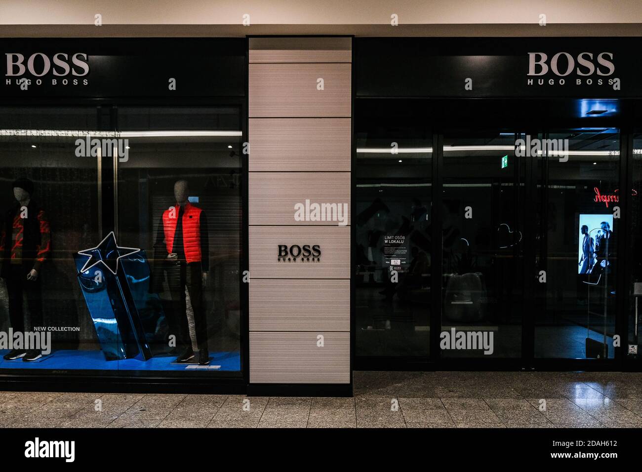 Krakow, Poland. 12th Nov, 2020. A closed Hugo Boss store inside a shopping  mall during the covid-19 pandemic.Poland is now passing through the second  wave of coronavirus and introduces new restrictive measures