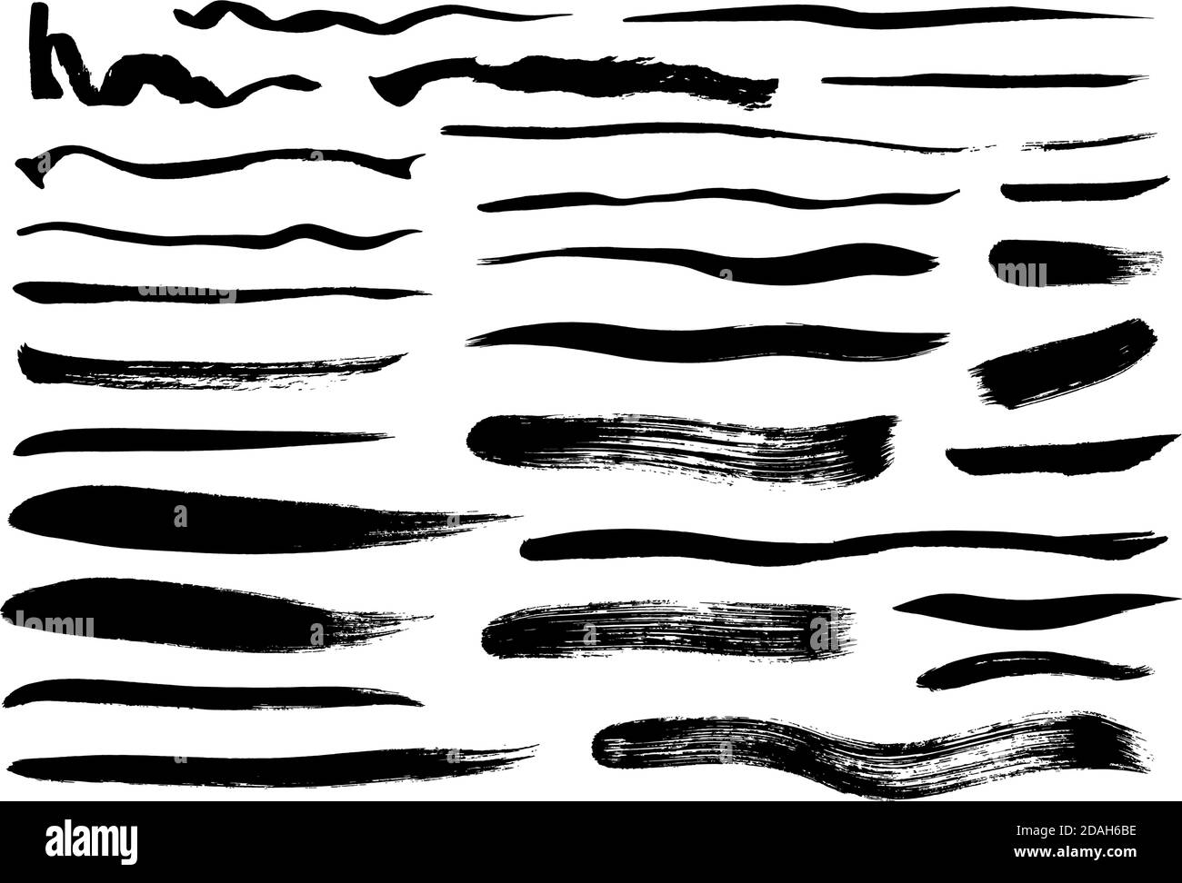Vector grungy black paint brush strokes collection Stock Vector